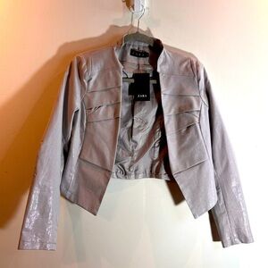 ZARA Sz L Elevated Military Style Metallic Undertones Lined  Blazer Jacket NEW